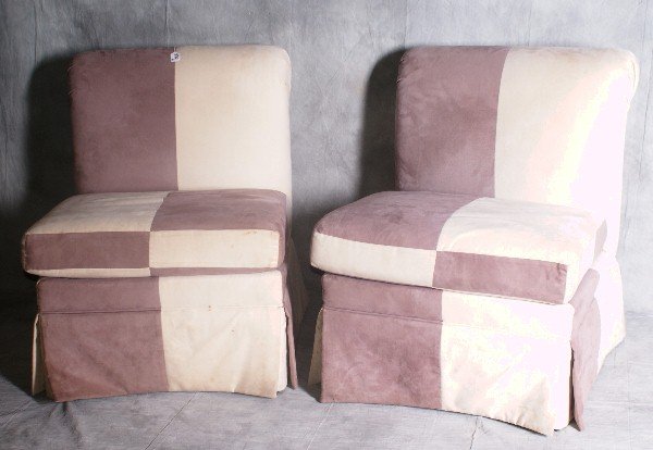 pair modern upholstered chairs made by Charles Stewart: pair modern upholstered chairs made by Charles Stewart co. H:32" W:27" D:30"