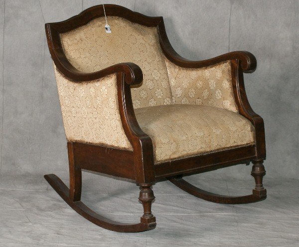Mahogany 19th c rocking chair. H:35" W:26" D:34": Mahogany 19th c rocking chair. H:35" W:26" D:34"