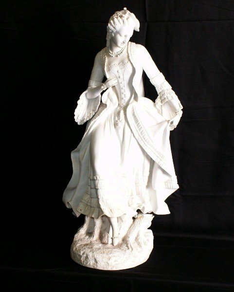 19th C Parian porcelain figure of a woman. H:23": 19th C Parian porcelain figure of a woman. H:23"