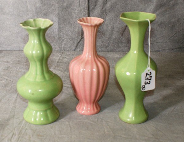 Three Chinese eggshell porcelain vases with marks: Three Chinese eggshell porcelain vases with marks on bottom. H:8"