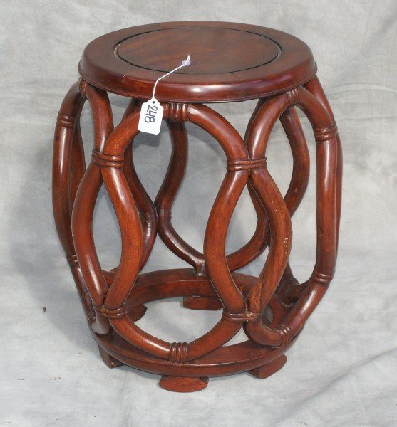 Chinese wood garden seat: Chinese wood garden seat. H:17.5" D:14"