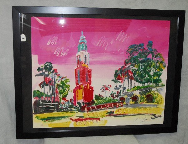 Peter Max Serigraph number 71/150 with a seal. Overall: Peter Max Serigraph number 71/150 with a seal. Overall size H:32" W:41. 25"