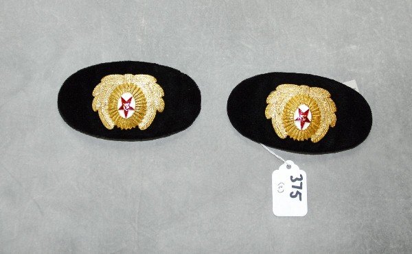 Pair Russian air force hat emblems: Pair Russian air force hat emblems. H:2.5" L:4.5"