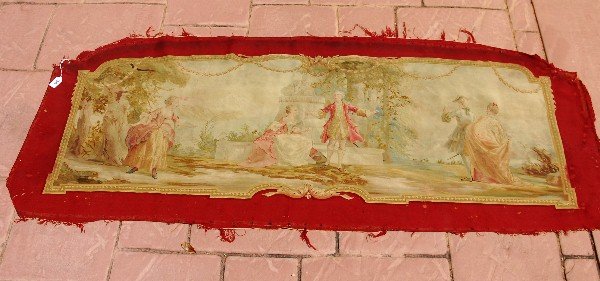 18th C aubusson tapestry panel. H:27.5" L:69" .: 18th C aubusson tapestry panel. H:27.5" L:69" .