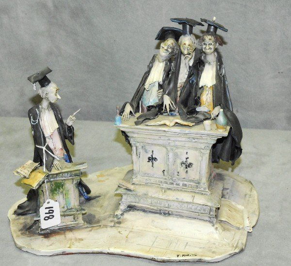 Toni Moretto Italian ceramic cartoonist sculpture: Toni Moretto Italian ceramic cartoonist sculpture signed T. Moretto. H:11" L:14.5" D:9.5" .