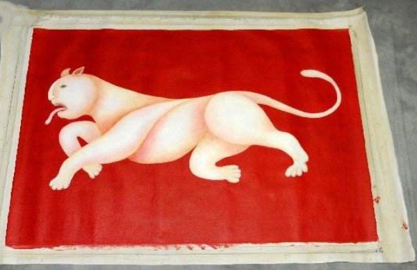 Manjit Bawa, India 1941-2008, cat oil on canvas signed: Manjit Bawa, India 1941-2008, cat oil on canvas signed and dated on verso '90, H:24" W:35" Provinance: Mr G Dillon, Netherlands and acquired painting directly from the artist, this painting will come