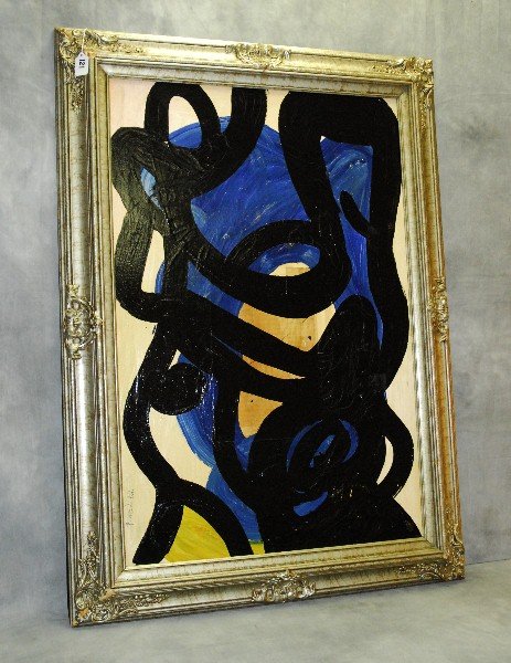 Peter Keil , oil on canvas titled "The Demon writes a: Peter Keil , oil on canvas titled "The Demon writes a letter to god" signed and dated P. Keil 62. Site size H:36.25" W:24"