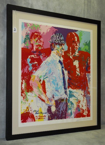 Leroy Neiman seriagraph of Coach Bear bryant of: Leroy Neiman seriagraph of Coach Bear bryant of University of alabama. Signed lower right and numbered 123. 300. Image size H:35" W:30"