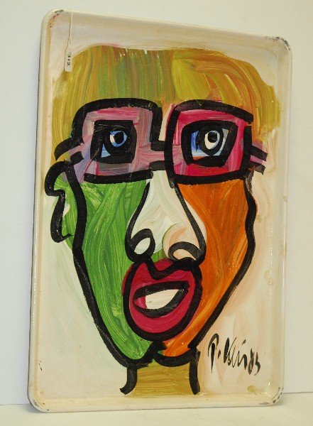 Peter Keil painted tray. H:26" W:18": Peter Keil painted tray. H:26" W:18"