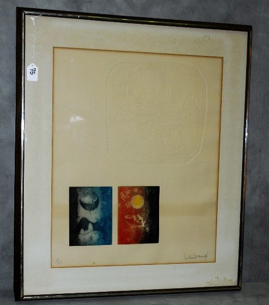 Lebadang (vietnamese B.1922) Mid century modern: Lebadang (vietnamese B.1922) Mid century modern Embossed