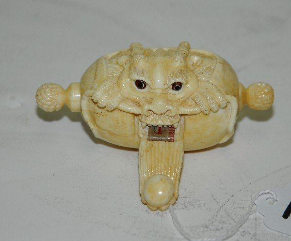 Chinese marine ivory figural tape measure. W:3.5": Chinese marine ivory figural tape measure. W:3.5"