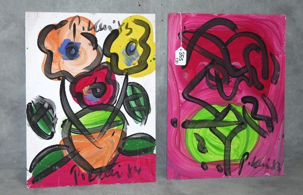 Pair Peter Keil oil on boards: Pair Peter Keil oil on boards both signed on bottom. H:16" W:12"