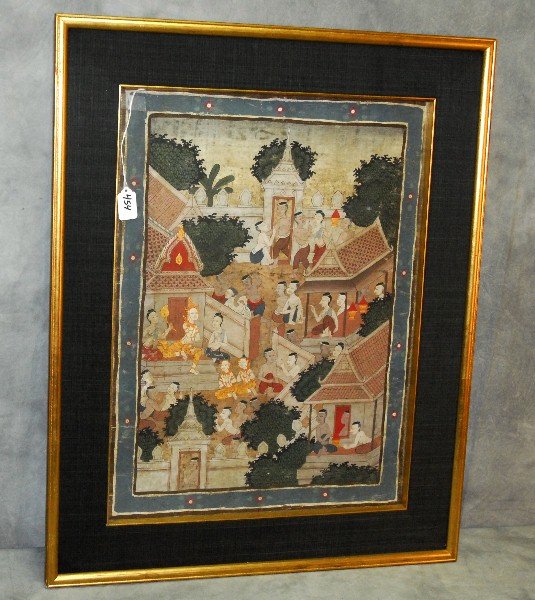 Antique Thai painting on cloth. Site Size. H:24": Antique Thai painting on cloth. Site Size. H:24" W:17.75"