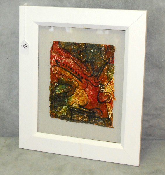 Alexander Gore oil on wooden pulp in a shadow box: Alexander Gore oil on wooden pulp in a shadow box frame. Overall size H:18. 25" W:15. 25".