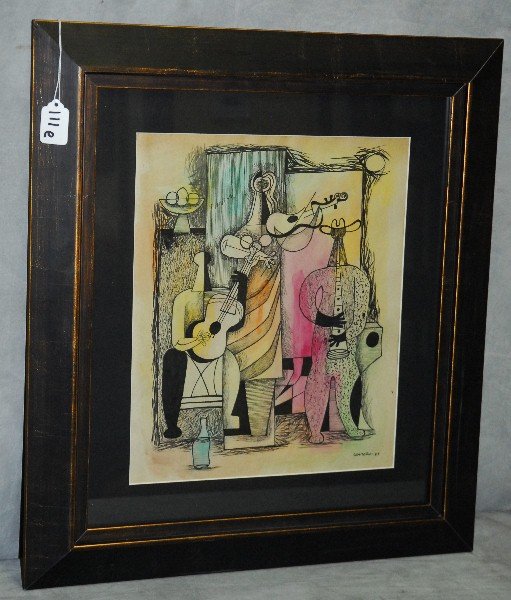 Mario Carreno (Cuban, 1913-1999) Mixed media on paper: Mario Carreno (Cuban, 1913-1999) Mixed media on paper signed and dated lower rightCarreno-47. Site size H:14. 5" W:12".