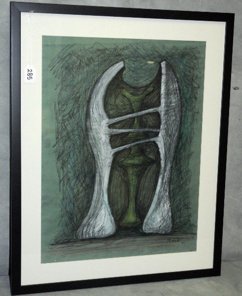 Henry Moore (1898-1986) mixed media on paper signed: Henry Moore (1898-1986) mixed media on paper signed lower right Moore "51. Site sizeH:23" W:17. 5".