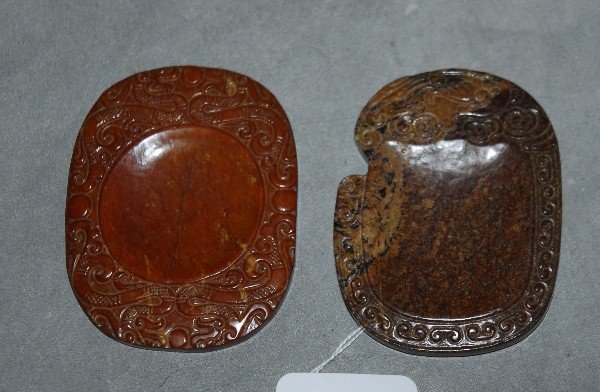 2 Chinese hardstone brush washers. D:3".: 2 Chinese hardstone brush washers. D:3".