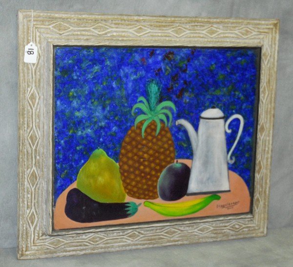 Hatian oil on board signed lower right. Site size H:16": Hatian oil on board signed lower right. Site size H:16" W:20"