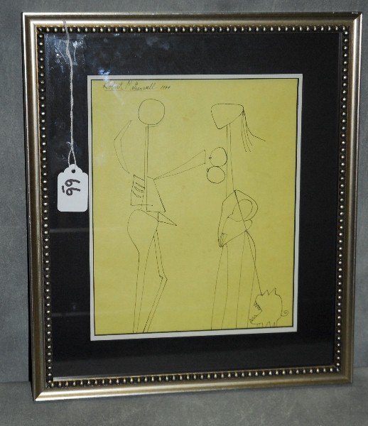 Robert Burns Motherwell (1915-1991) Ink on paper signed: Robert Burns Motherwell (1915-1991) Ink on paper signed upper left. Site size H:9.5" W:7.5"