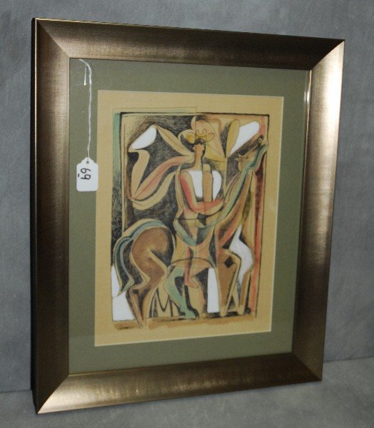 Mario Carreno (1913-1990) drawing on paper signed and: Mario Carreno (1913-1990) drawing on paper signed and dated lower left. Site size H:13.5" W:10.25"