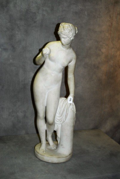Marble/alabaster nude figure . H:36": Marble/alabaster nude figure . H:36"