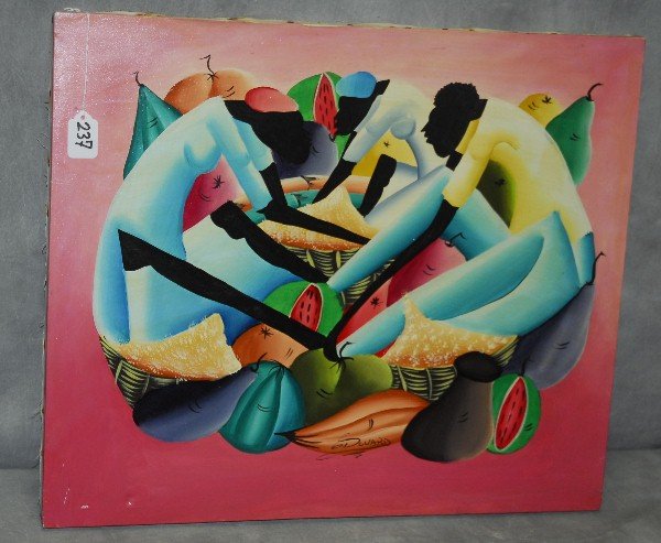 Haitian oil on canvas signed Edouard. H:19.5" W:23": Haitian oil on canvas signed Edouard. H:19.5" W:23"