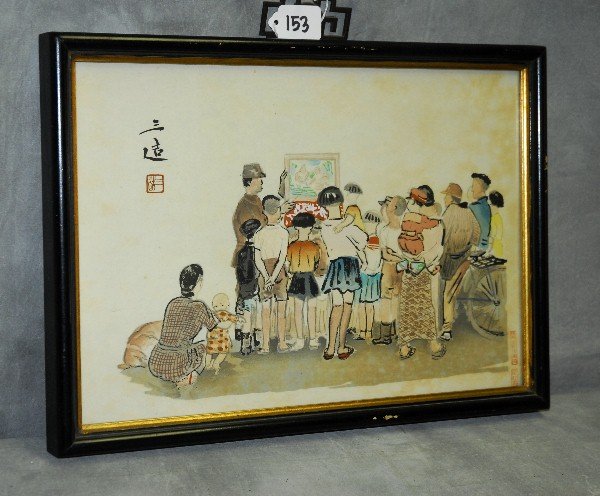 Japanese woodblock print by Sanzo Wada: Japanese woodblock print by Sanzo Wada and It is from: Japanese Vocations in Pictures - Series 1 of 1939It is titled: Picture-Story Teller H:12.25" W:17"