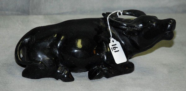 Chinese hardstone water buffalo. H:4" L:10": Chinese carved hardstone water buffalo. H:4" L:10"