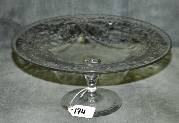 Hawkes cut crystal compote. H:4.5" D:10.25": Hawkes cut crystal compote. H:4.5" D:10.25"
