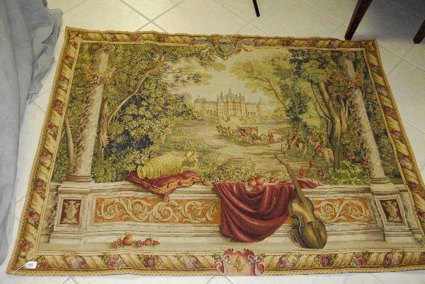 Landscape scene tapestry: Landscape scene tapestry. H:57" W:75"