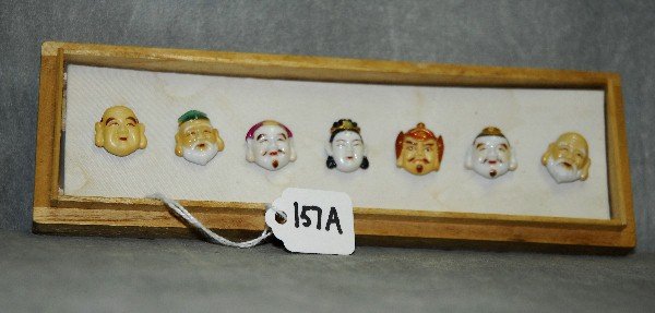 Set of Japanese 7 foutune gods porcelain buttons: Set of Japanese 7 foutune gods porcelain buttons