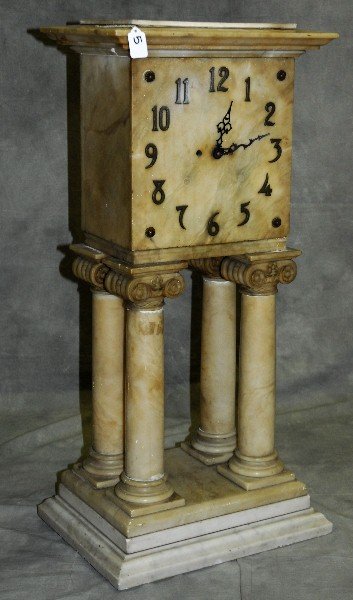 Large antique marble clock. H:34" W:15.5" D:12": Large antique marble clock. H:34" W:15.5" D:12"