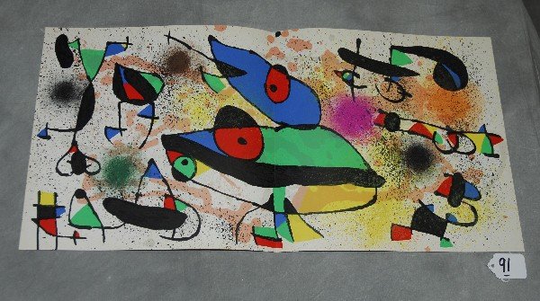 Joan Miro lithograph. H:11" W:22.25" from the Maeght: Joan Miro lithograph. H:11" W:22.25" from the Maeght Editeur book 1960 and 1970edition.