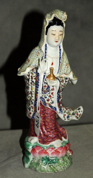 Chinese porcelain figure of quan yin marked China on: Chinese porcelain figure of quan yin marked China on bottom. H:11"