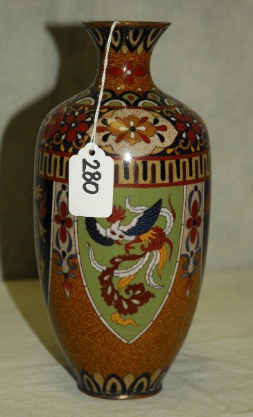 Chinese antique cloisonne vase. H:9.5": Chinese antique cloisonne vase. H:9.5"