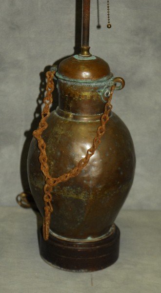 Chinese copper lamp: Chinese copper lamp. H:25"
