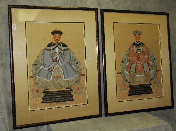 Pair Chinese Ancestral paintings: Pair Chinese Ancestral paintings artist signed and with seals. H:38" W:30"