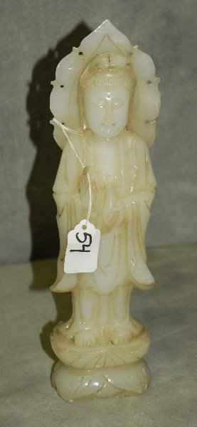Chinese white hardstone figure . H:12" (1 of 3)