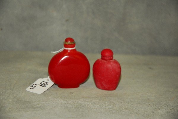 2 Chinese coral snuff bottles. H:3" (1 of 1)