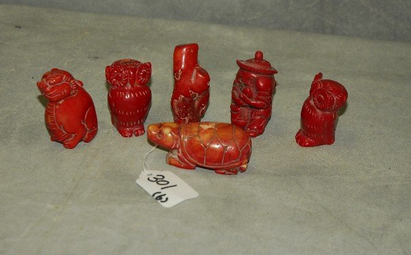 6 Chinese coral figures. H:2.5" (1 of 1)