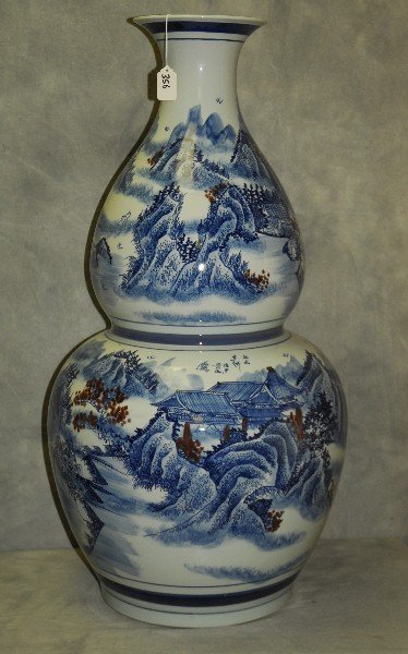 Large Chinese porcelain double gourd vase. H:32.5" (1 of 2)