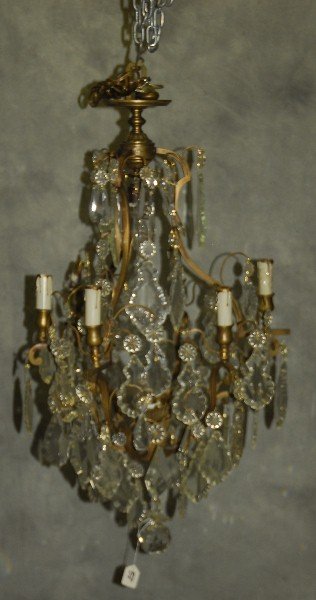 Baccarat style bronze and crystal 8 light. H:32" D:20" (1 of 3)