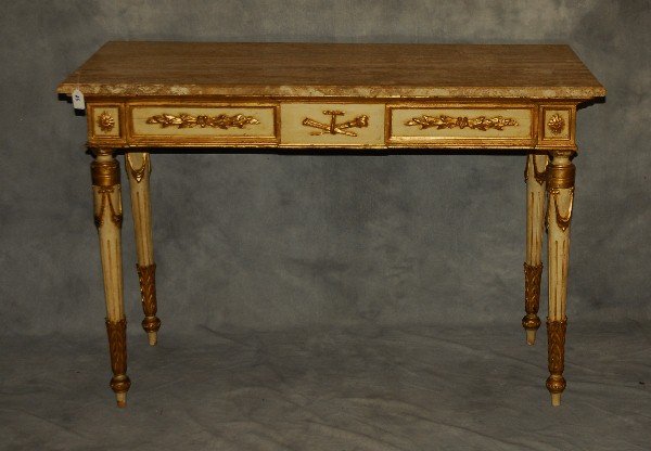 Antique Italian painted and partial gilt carved marble (1 of 3)