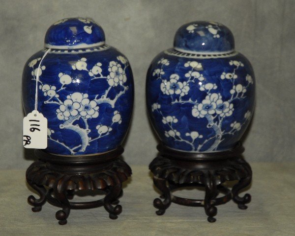 Pair 19th C Chinese blue and white porcelain covered (1 of 7)