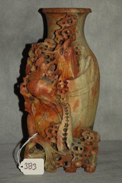 Large antique Chinese carved hardstone vase. H:11.5" (1 of 2)