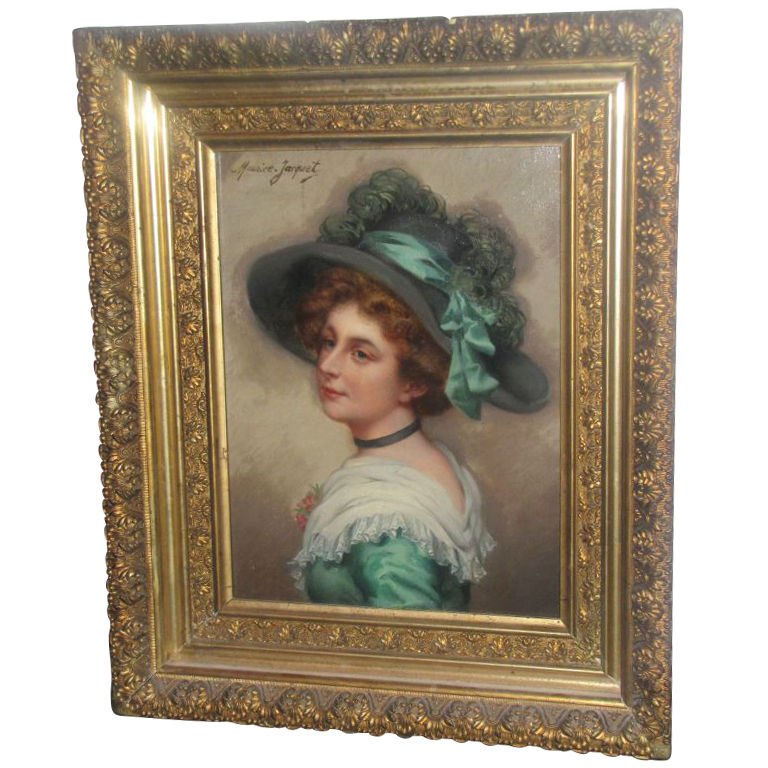 Maurice Jacquet, French (b. 1877- ?) Jeune femme en: Maurice Jacquet, French (b. 1877- ?) Jeune femme en vert Young Lady in Green, oil on panel signed upper left: Maurice Jacquet . H:19.5" W:16".
