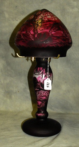 Art glass lamp signed Galle. H:18.5": Art glass lamp signed Galle. H:18.5"
