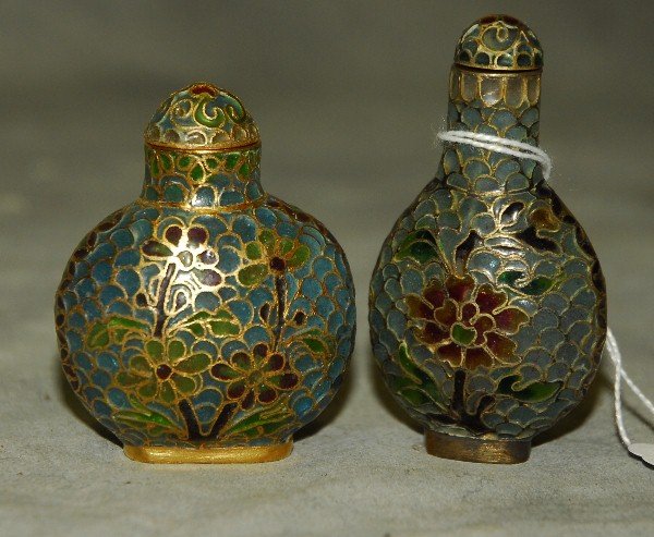 2 Chinese plique-a-jour snuff bottles. H"2.75" (1 of 1)