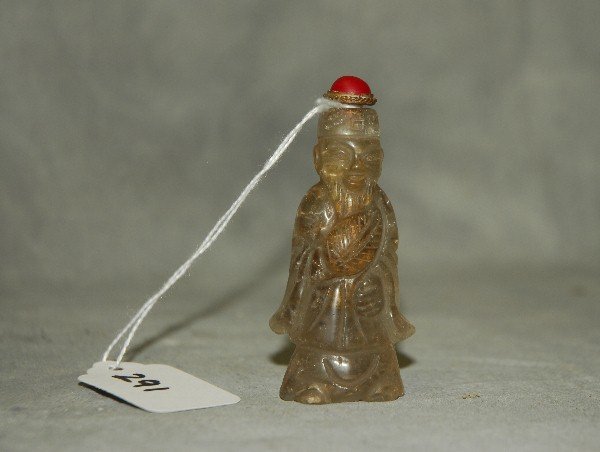 Chinese rock crystal figural snuff bottle. H:3" (1 of 2)