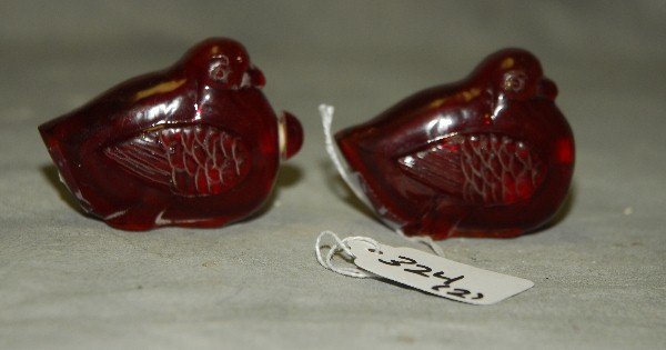 2 Chinese amber color glass snuff bottles. H:2" (1 of 1)